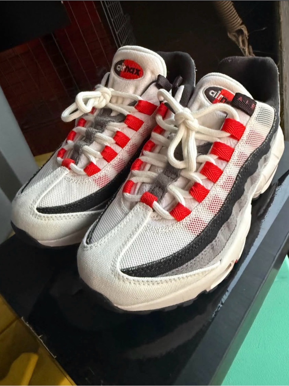 Nike Air Max 95 Kids White and Red Athletic Sneakers